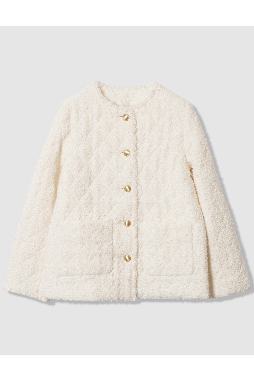 ANAYI フラッグツイードキルティングコート (オフホワイト, 36) アナイ ELLE SHOP ANAYI フラッグツイードキルティングコート (オフホワイト, 36) アナイ ELLE SHOP