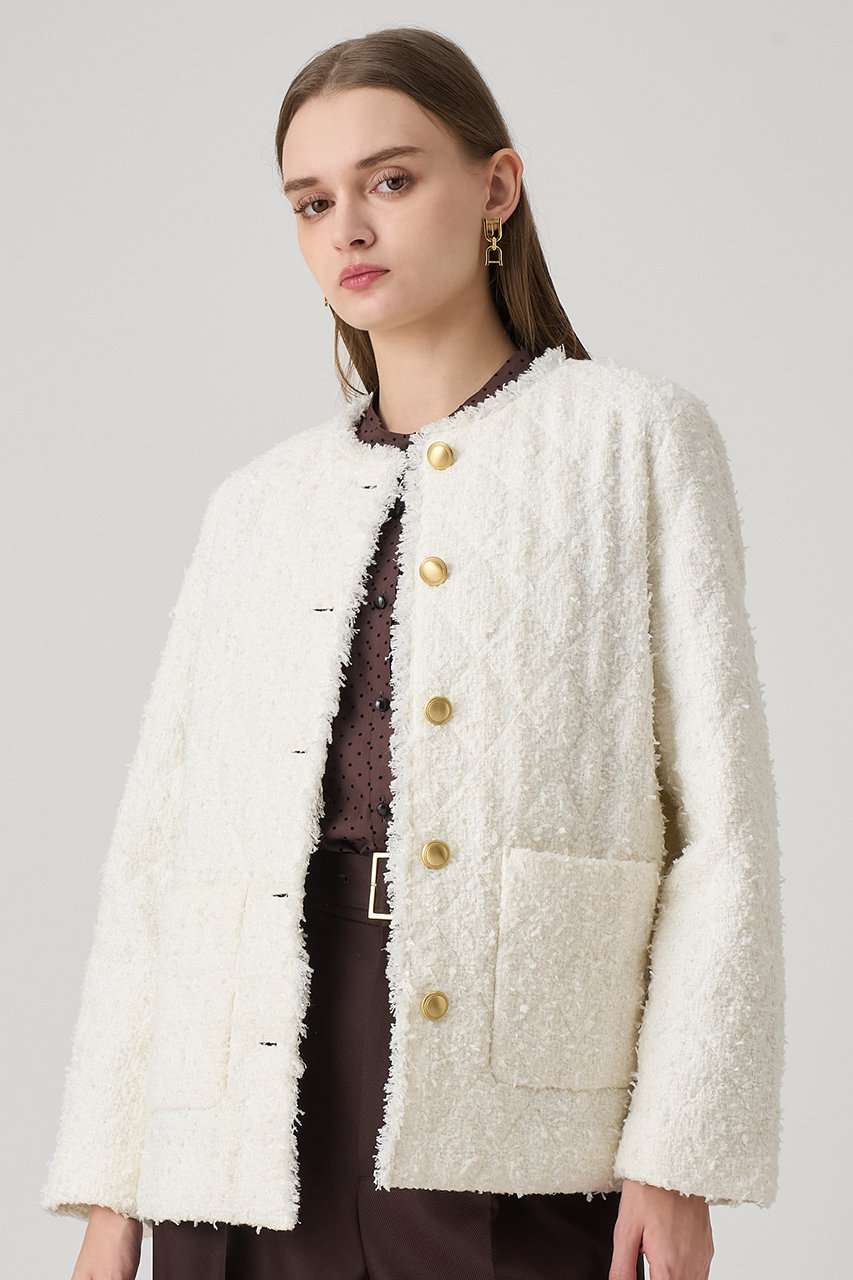 ANAYI(アナイ)｜フラッグツイードキルティングコート/オフホワイト の