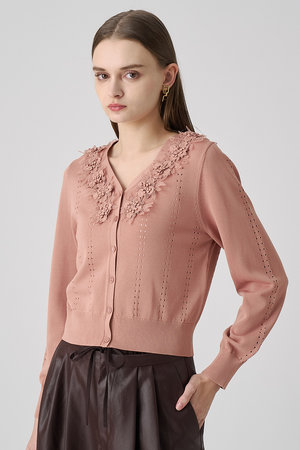 アナイ/ANAYIの立体フラワーレースＶ カーディガン(110300/110303)