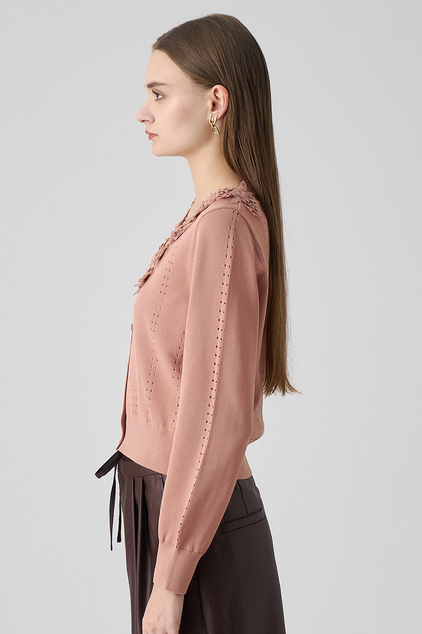 ANAYI(アナイ)｜立体フラワーレースV カーディガン/ピンク の通販