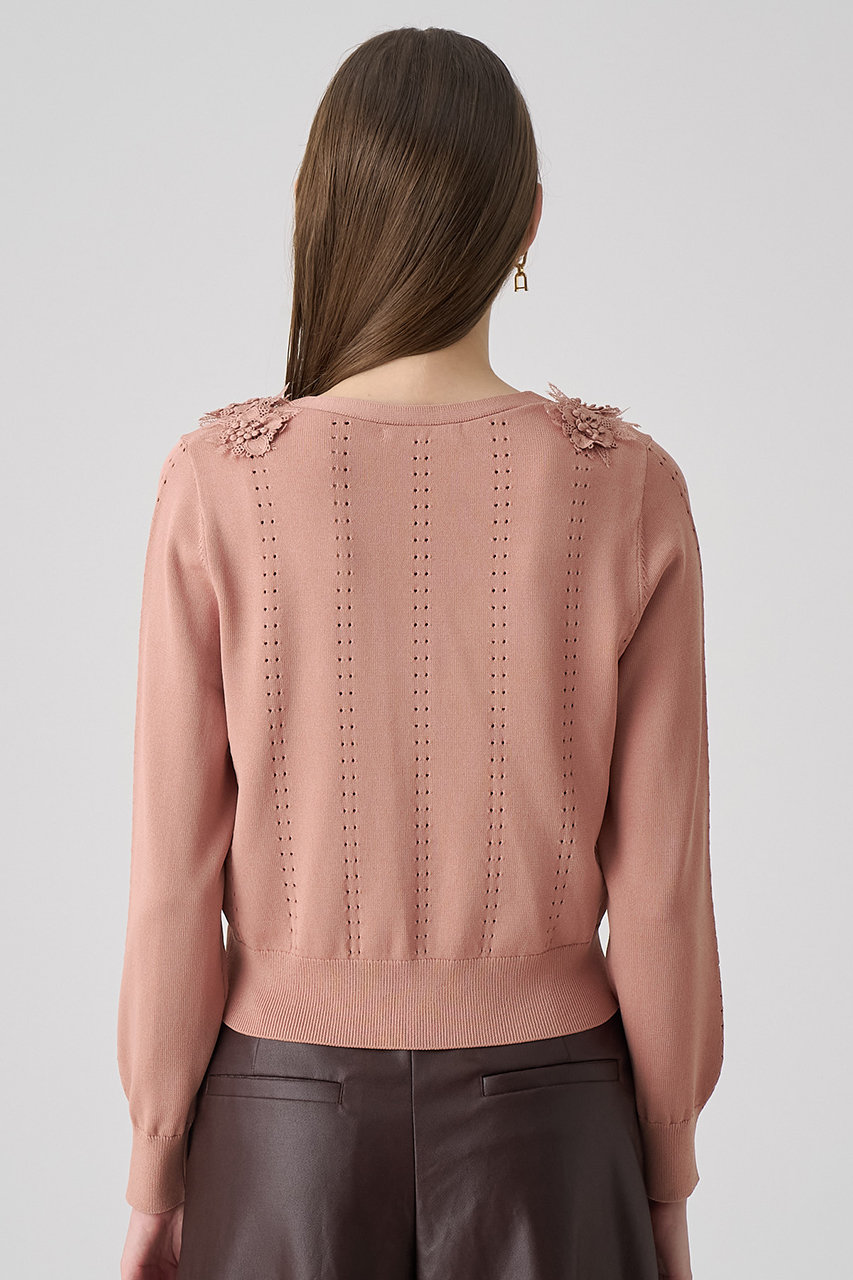 ANAYI(アナイ)｜立体フラワーレースV カーディガン/ピンク の通販