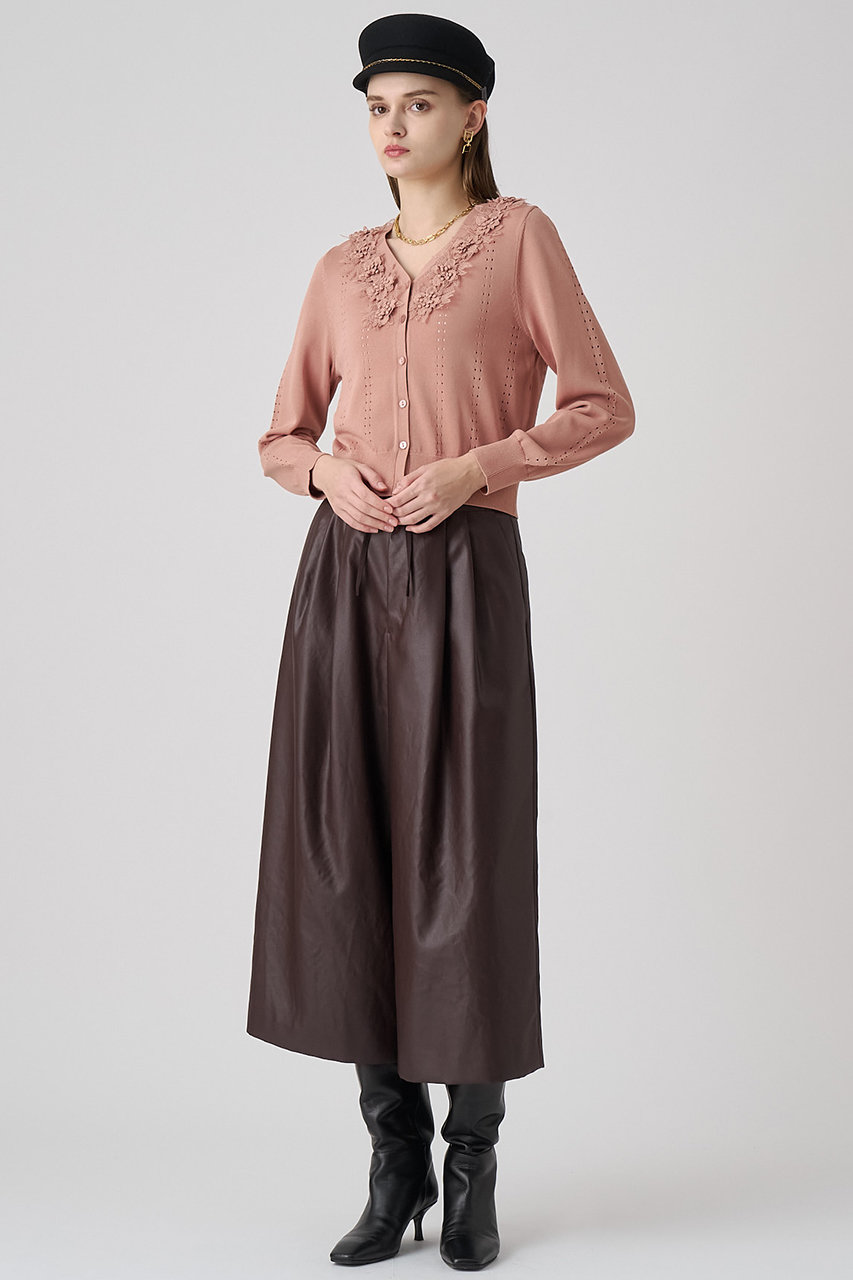 美品】ANAYI アナイ 3Dフラワーレースクルーネック カーディガン ANAYI