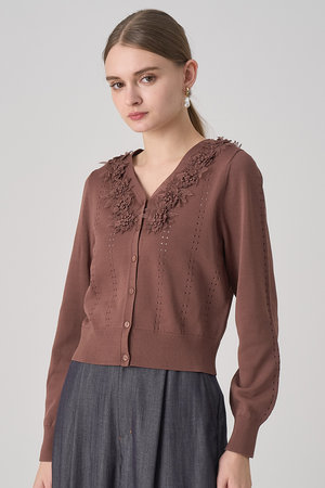 アナイ/ANAYIの立体フラワーレースＶ カーディガン(110300/110303)