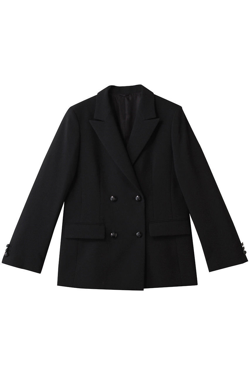 ANAYI マットクロスピークドラペル ジャケット (ブラック, 36) アナイ ELLE SHOP