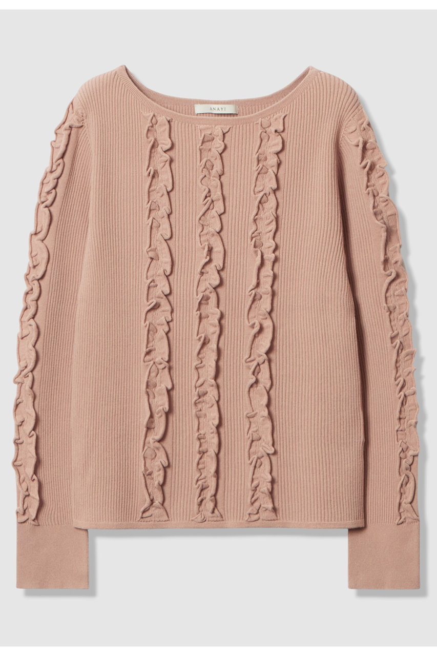 アナイ/ANAYIのウェービーフリルリブ プルオーバー(ピンクベージュ/10252816850-95-380)
