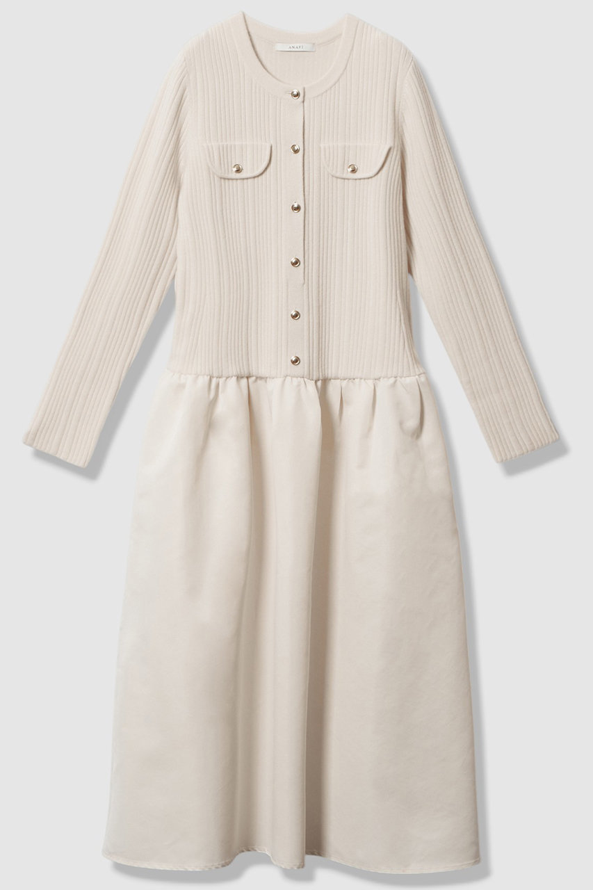 ANAYI(アナイ)｜グログランコンビベルト付き ワンピース/アイボリー の