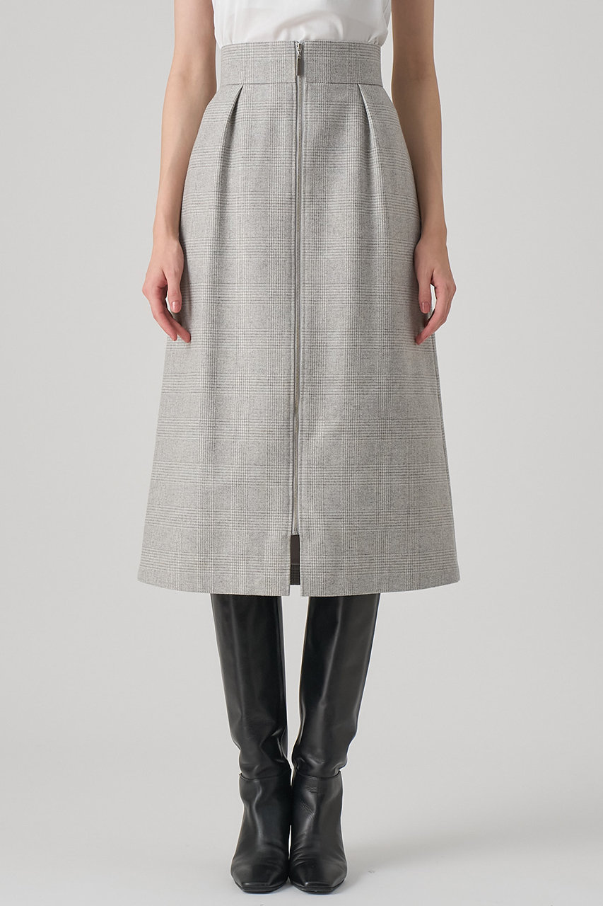 ANAYI(アナイ)｜グレンチェックタイト スカート/ライトグレー の通販
