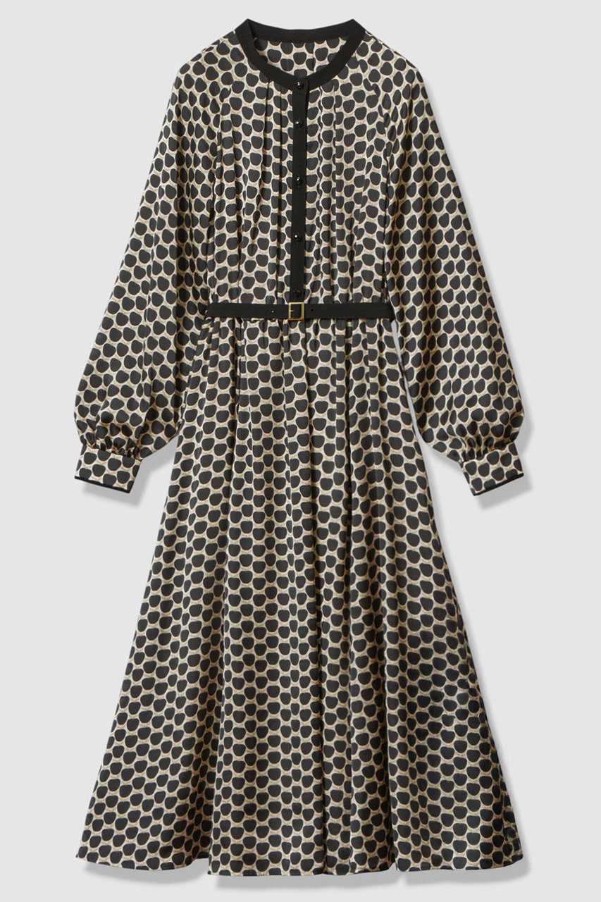 ANAYI メーレプリントラグランバイカラー ワンピース (ブラック系, 36) アナイ ELLE SHOP ANAYI メーレプリントラグランバイカラー ワンピース (ブラック系, 36) アナイ ELLE SHOP