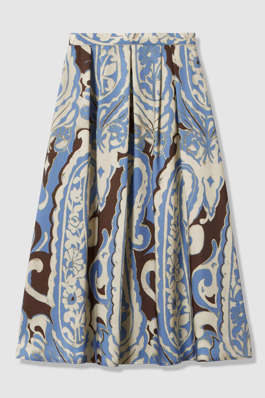 ANAYI ペイズリープリントタック スカート (ブルー, 36) アナイ ELLE SHOP