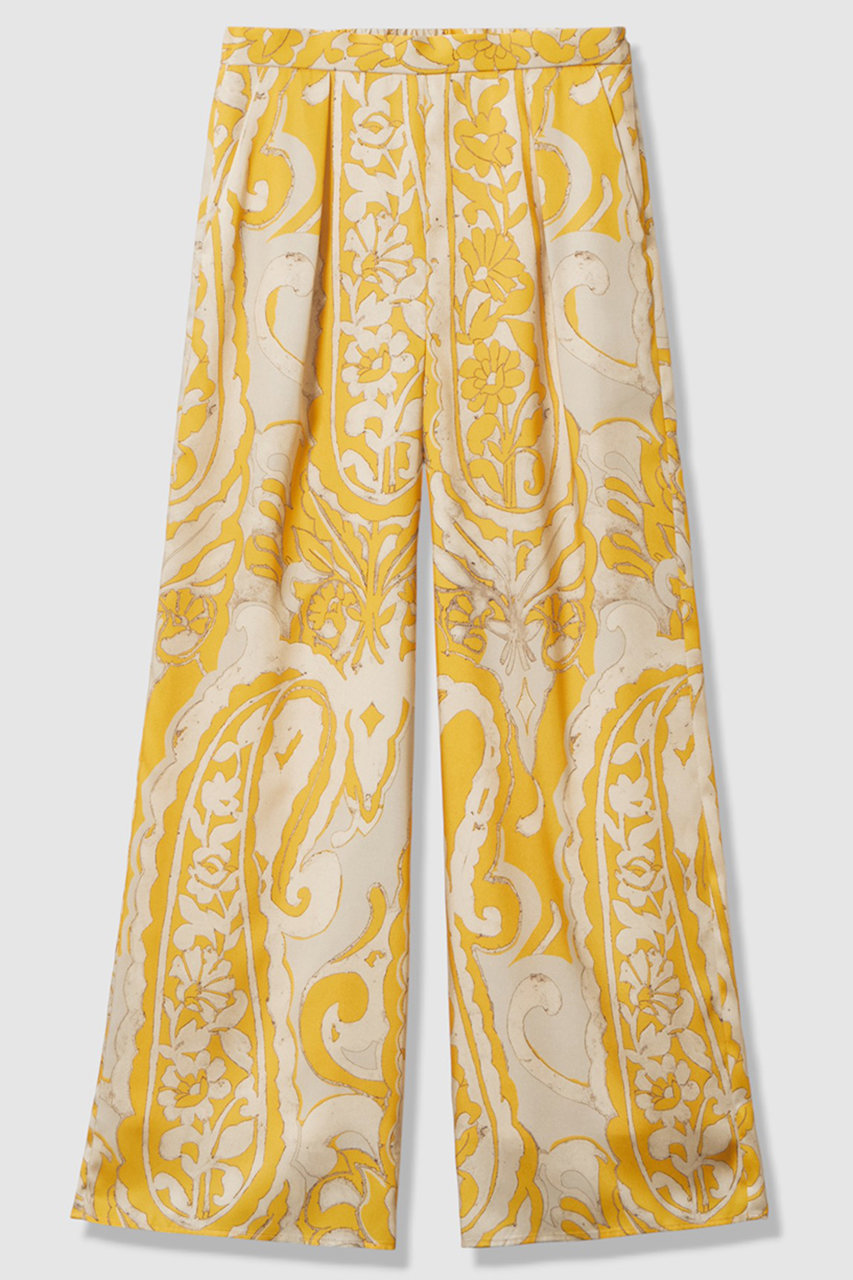 ANAYI ペイズリープリントタックパンツ (イエロー, 36) アナイ ELLE SHOP