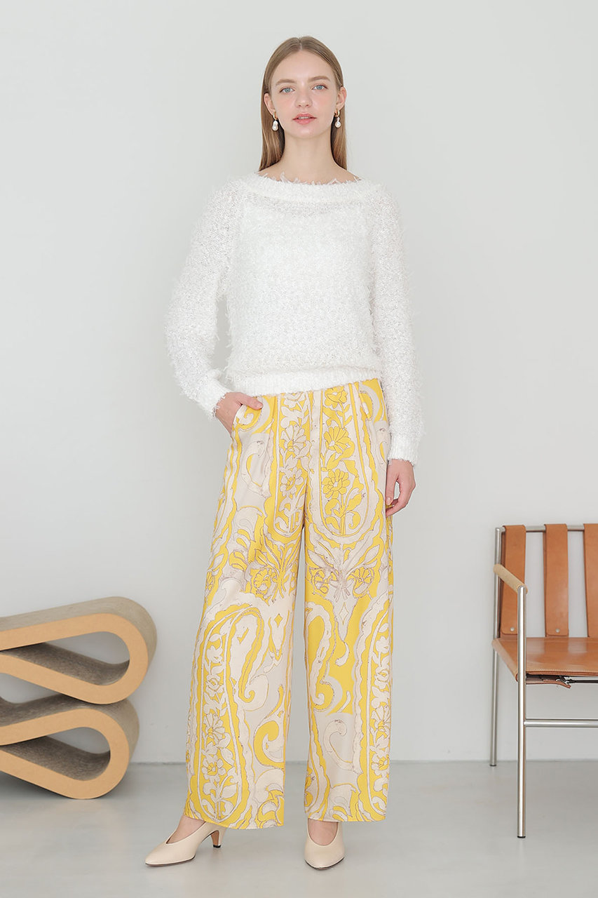 ANAYI(アナイ)｜ペイズリープリントタックパンツ/イエロー の通販