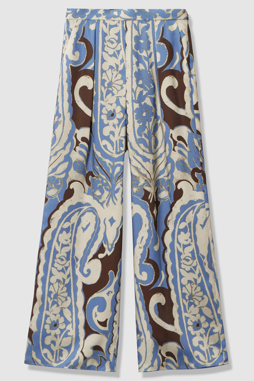 ANAYI ペイズリープリントタックパンツ (ブルー, 36) アナイ ELLE SHOP