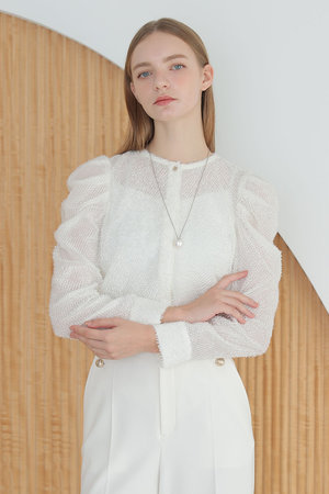 アナイ/ANAYIのカットジャガードパワショル ブラウス(110400/110403)