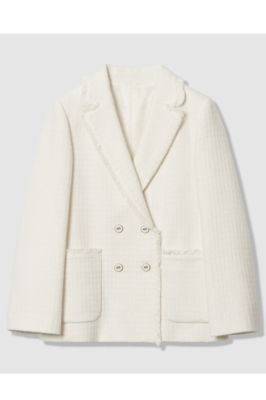 ANAYI ラティスツイードテーラード ジャケット (オフホワイト, 36) アナイ ELLE SHOP
