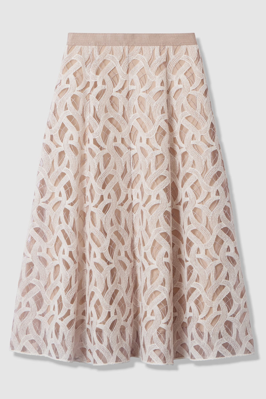 ANAYI カスカータチュール切り替えフレア スカート (ピンク, 36) アナイ ELLE SHOP