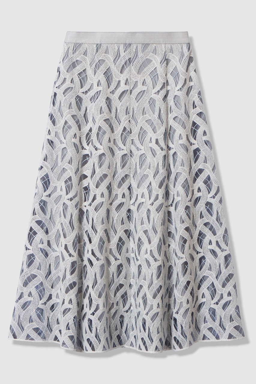 ANAYI カスカータチュール切り替えフレア スカート (ブルー, 36) アナイ ELLE SHOP