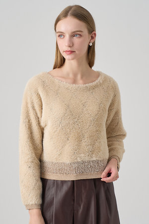 アナイ/ANAYIのフェザージャガードビジュー プルオーバー(110300/110301)