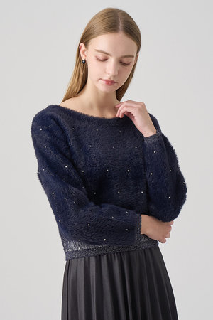 アナイ/ANAYIのフェザージャガードビジュー プルオーバー(110300/110301)