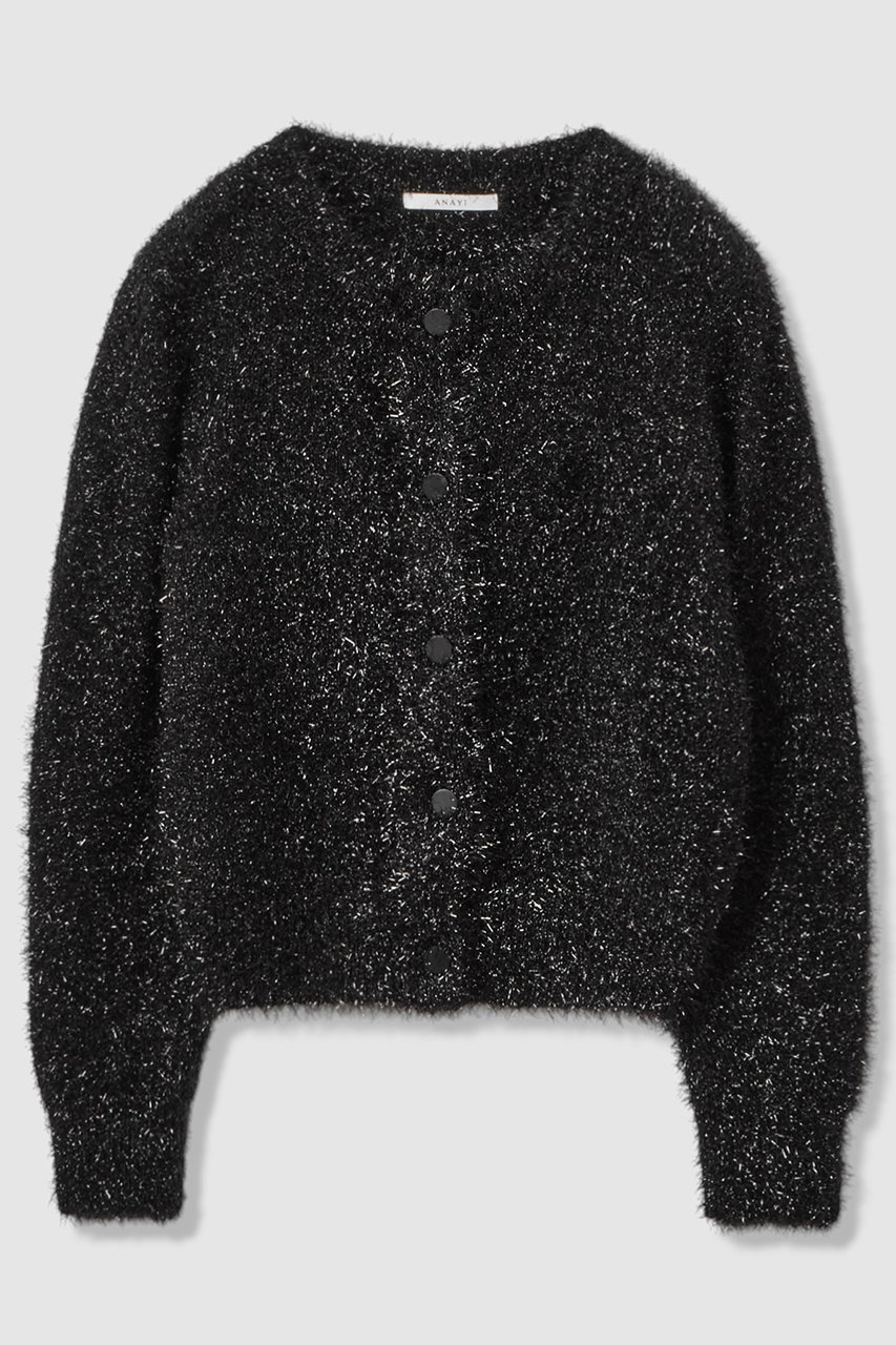 アナイ/ANAYIのラメシャギークルー カーディガン(ブラック/10261816100-95-380)