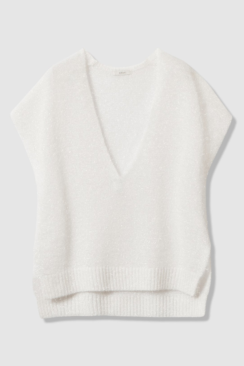 アナイ/ANAYIのラメシャギーＶネックジレ(ホワイト/10261816070-01-380)