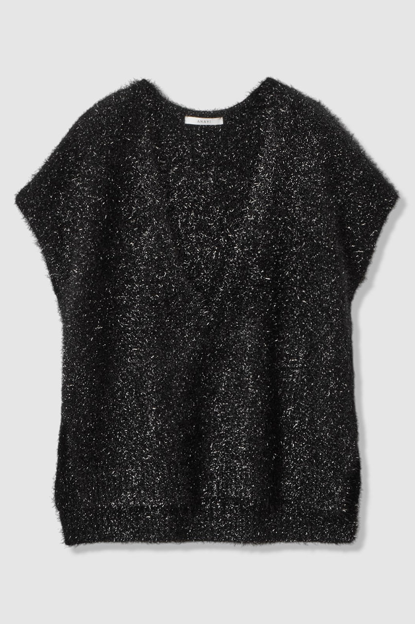 ラメシャギーVネックジレ