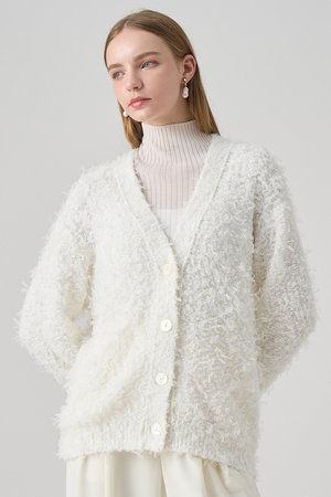 アナイ/ANAYIのチュールシャギーＶネックカーディガン(110300/110303)