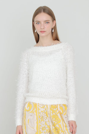 アナイ/ANAYIのチュールシャギーオフショルダー プルオーバー(110300/110301)