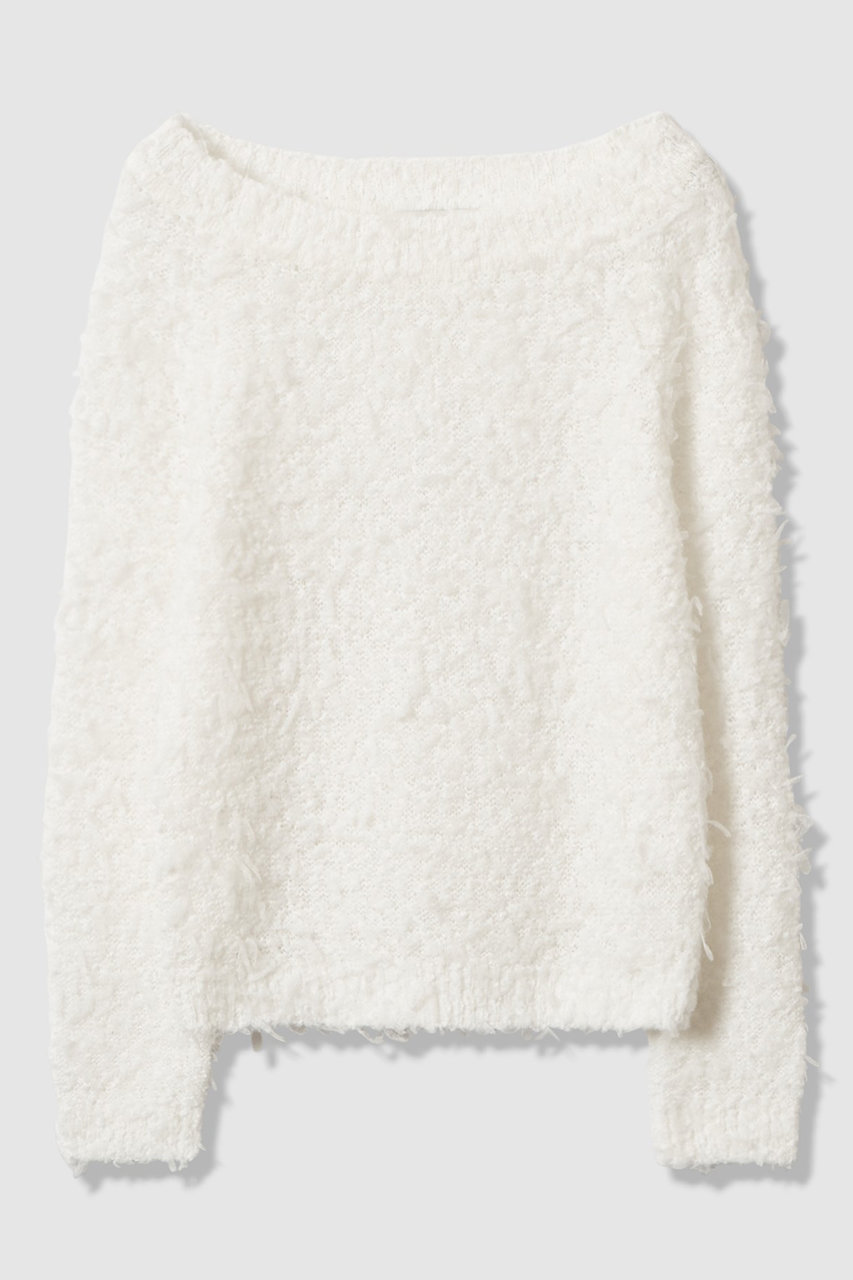 チュールシャギーオフショルダー プルオーバー