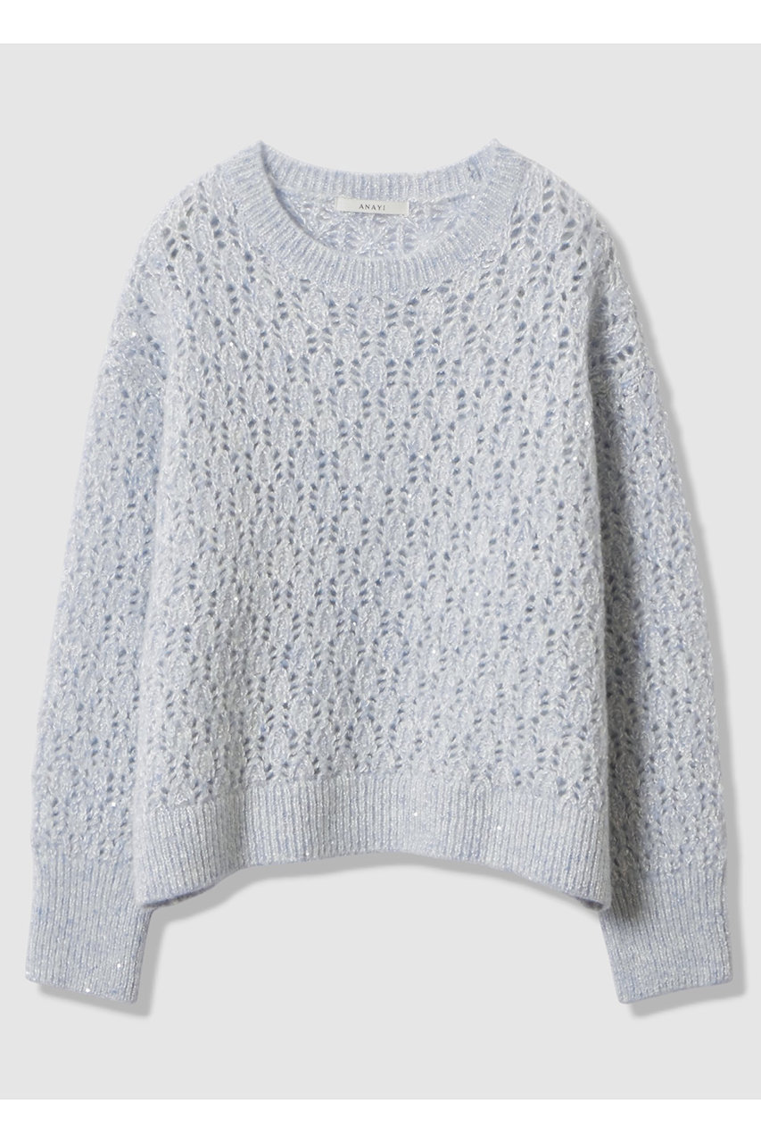 ANAYI ダイヤレースワイド プルオーバー (ブルー, 38) アナイ ELLE SHOP ANAYI ダイヤレースワイド プルオーバー (ブルー, 38) アナイ ELLE SHOP