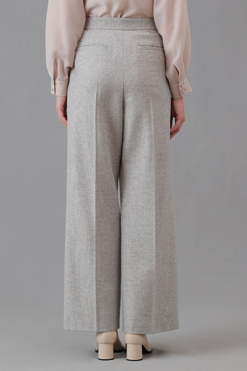 ANAYI(アナイ)｜グレンチェックワイドタックパンツ/ライトグレー の