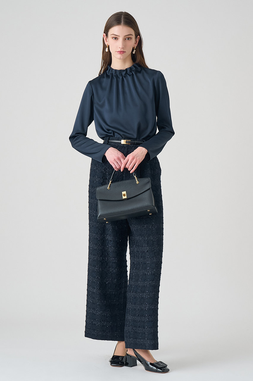 ANAYI(アナイ)｜ハンマーサテンスタンドブラウス/ネイビー の通販