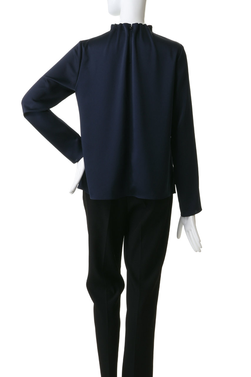 ANAYI(アナイ)｜ハンマーサテンスタンドブラウス/ネイビー の通販