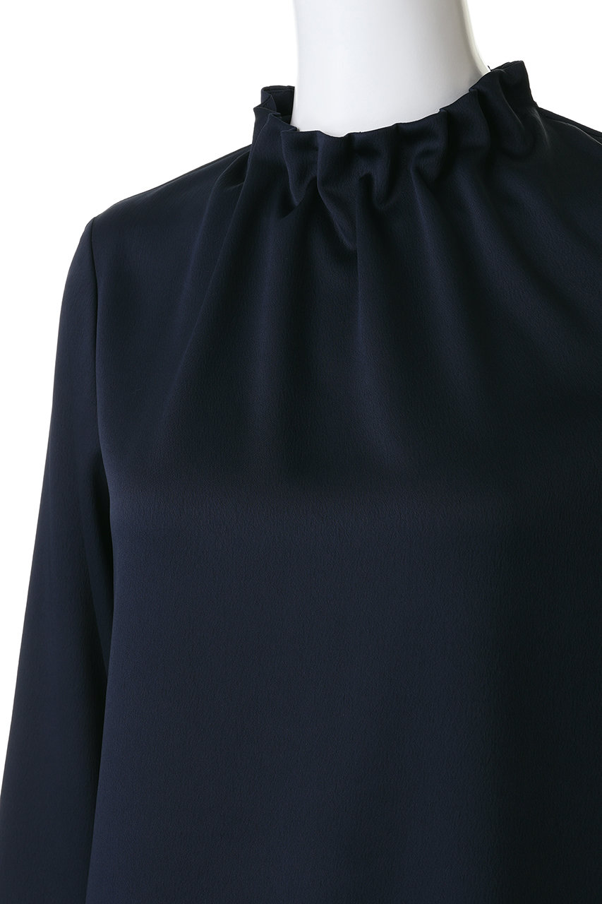 アナイ　ANAYI ブラウス　ネイビー　新品 ANAYI(アナイ)｜ハンマーサテンスタンドブラウス/ネイビー の通販