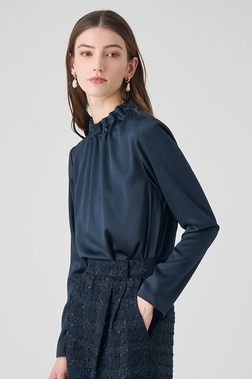 アナイ 38 コットンサテンスタンドブラウス ハンマーサテンスタンド ブラウス|ANAYI OFFICIAL ONLINE STORE