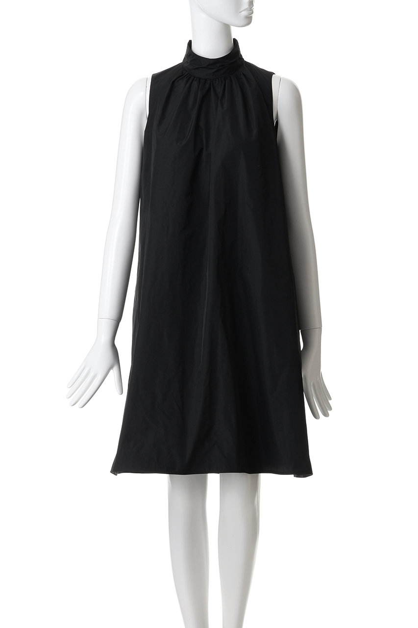 ANAYI(アナイ)｜タフタハイネックAラインワンピース/ブラック の通販