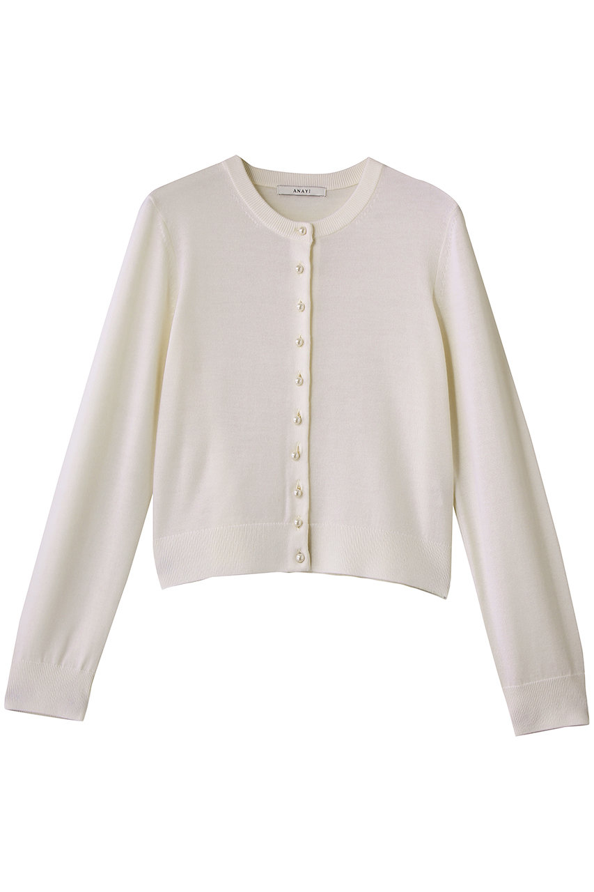 楽天ポイント還元】ANAYI メリノウールパール釦カーディガン (オフ