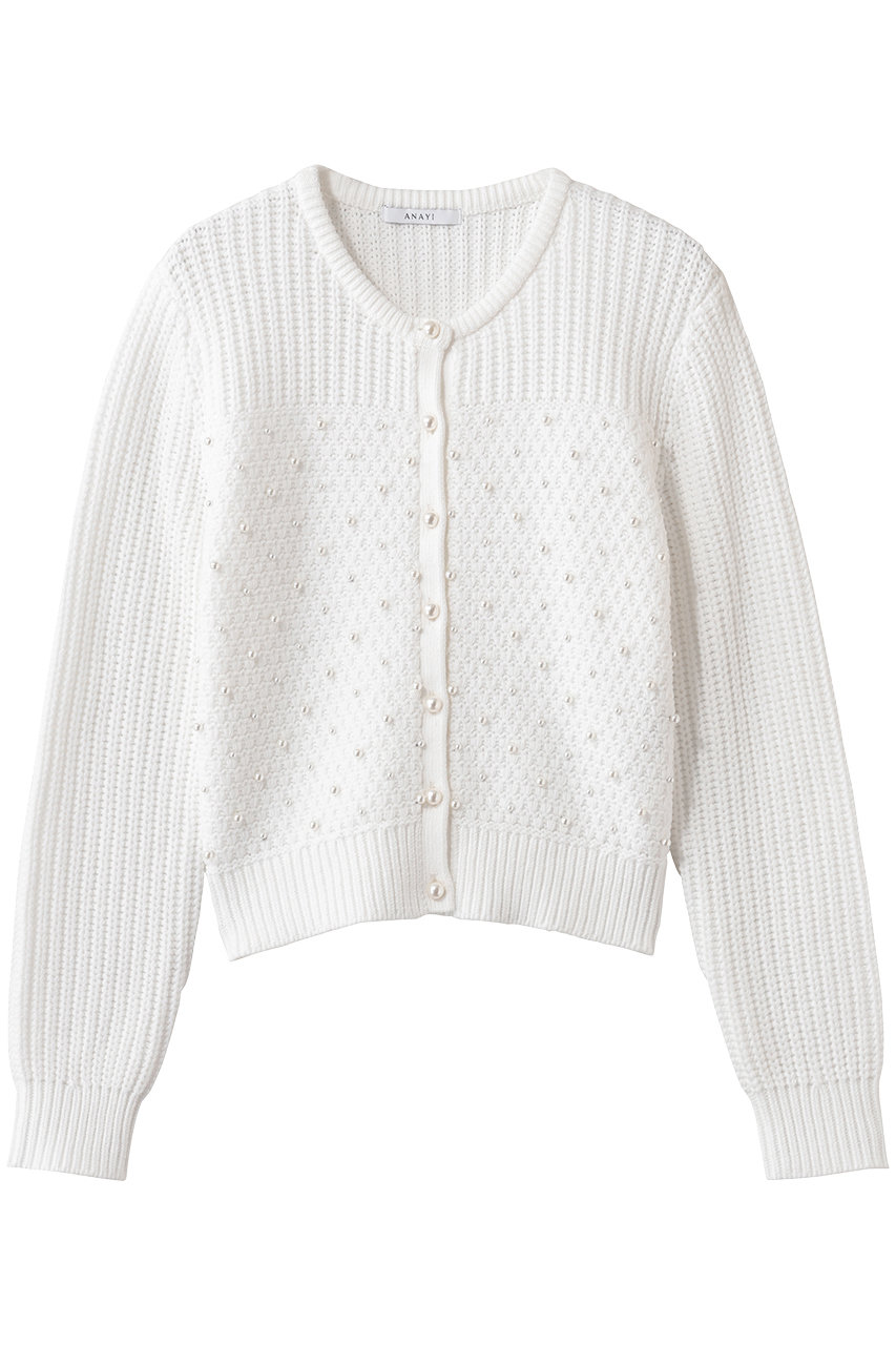アナイ/ANAYIのパールスタッズカーディガン(ホワイト/10261816320-65-380)