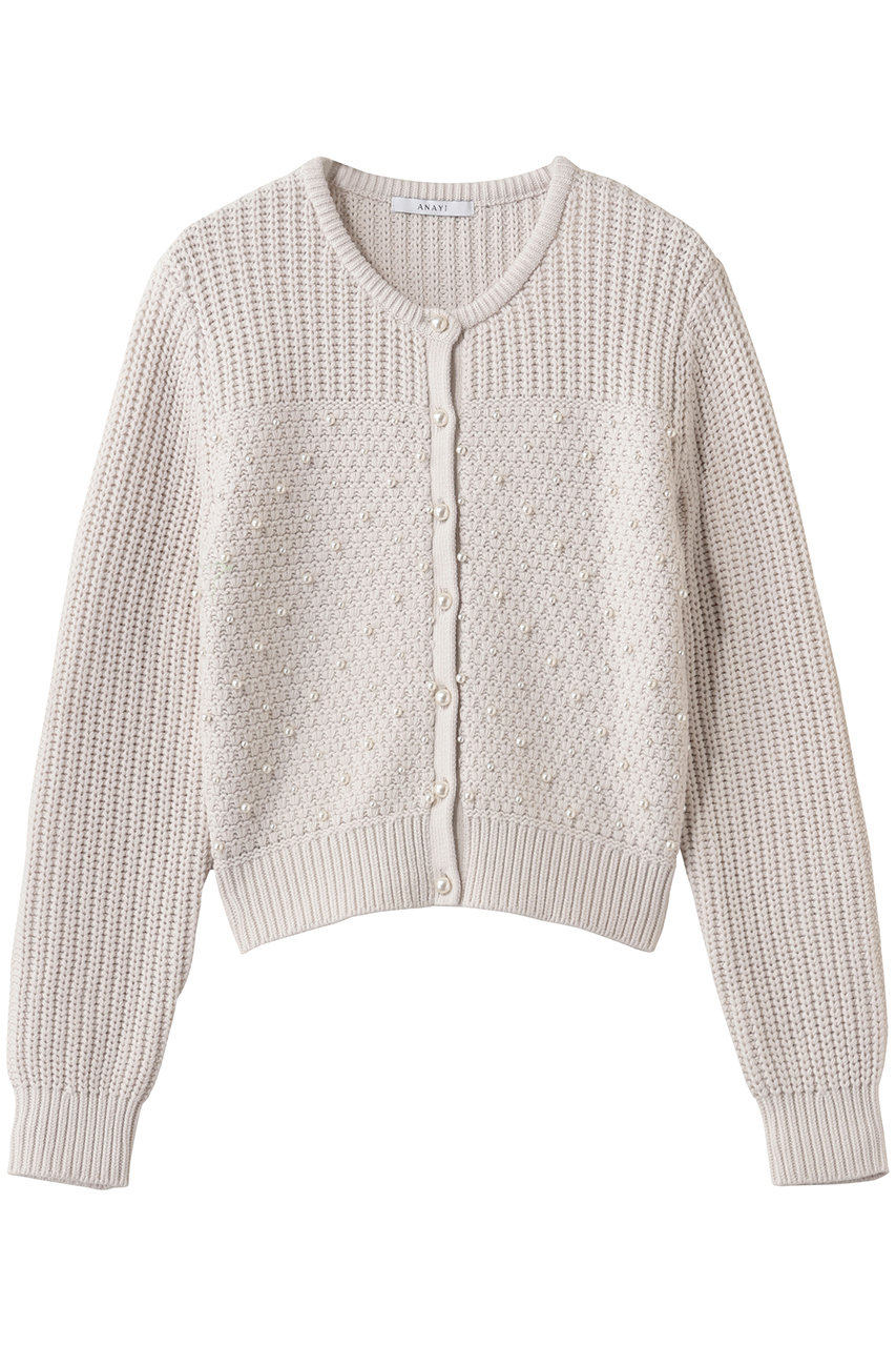アナイ/ANAYIのパールスタッズカーディガン(ベージュ/10261816320-65-380)