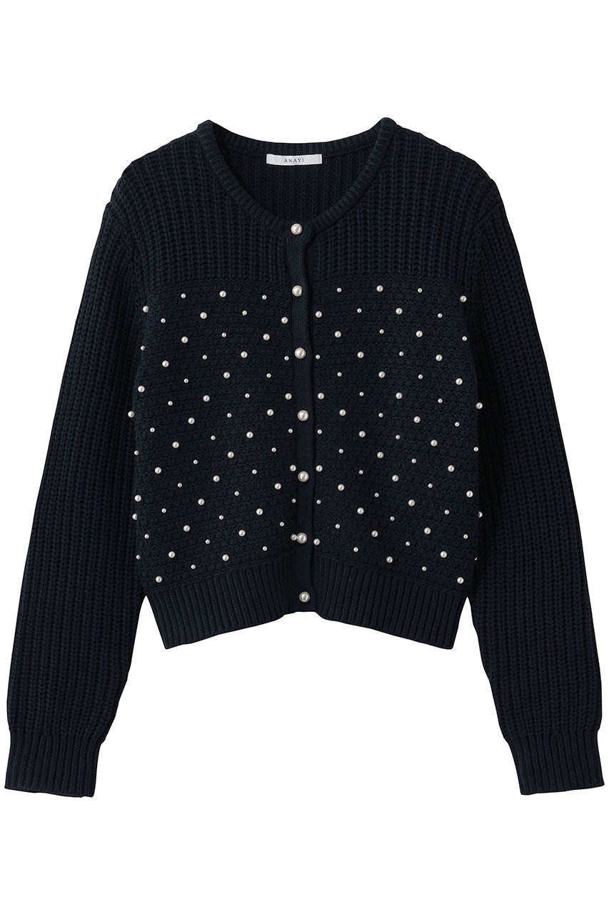 アナイ/ANAYIのパールスタッズカーディガン(ネイビー/10261816320-65-380)