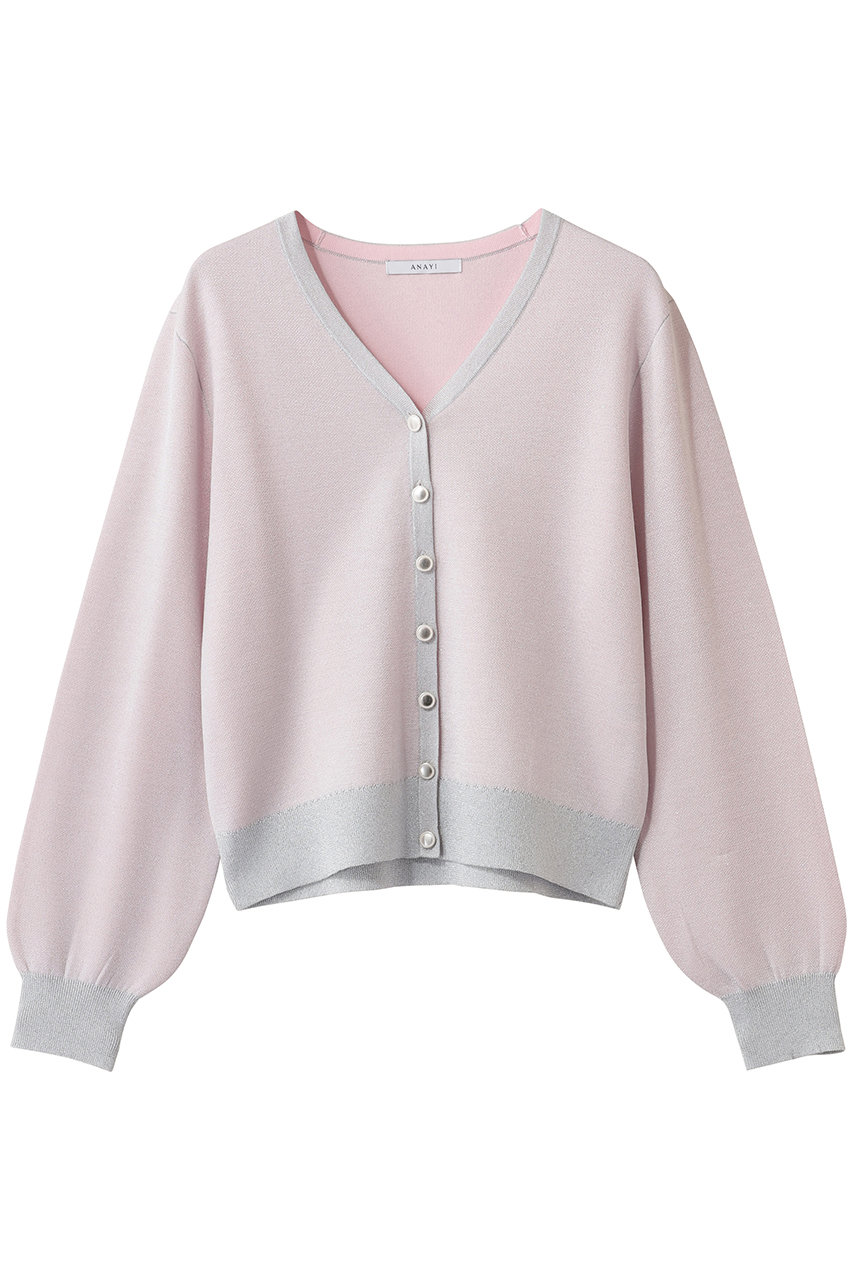 アナイ/ANAYIのシアーラメダブルウィーブVカーディガン(ライトピンク/10261816420-02-380)