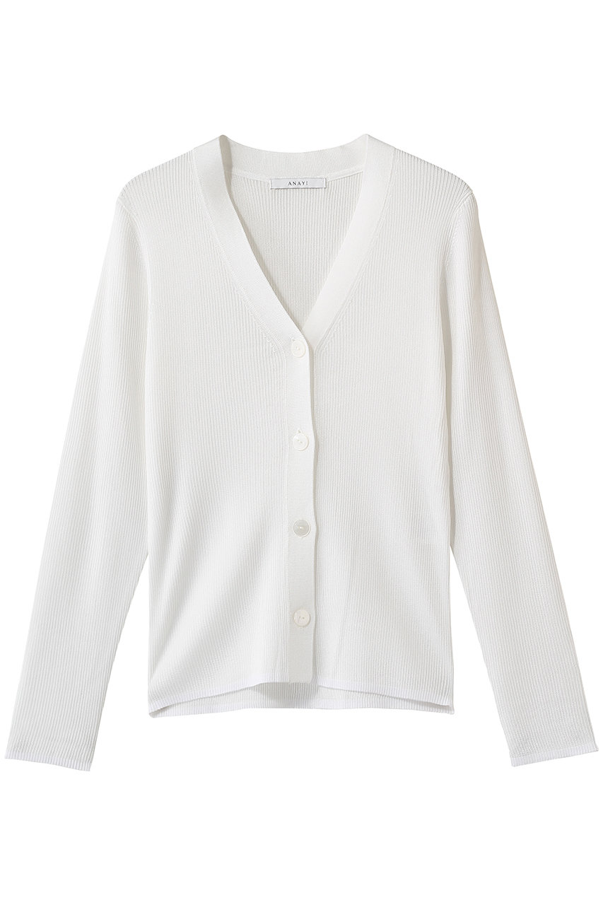 アナイ/ANAYIのアセテートポリエステルVカーディガン(ホワイト/10261816190-95-380)