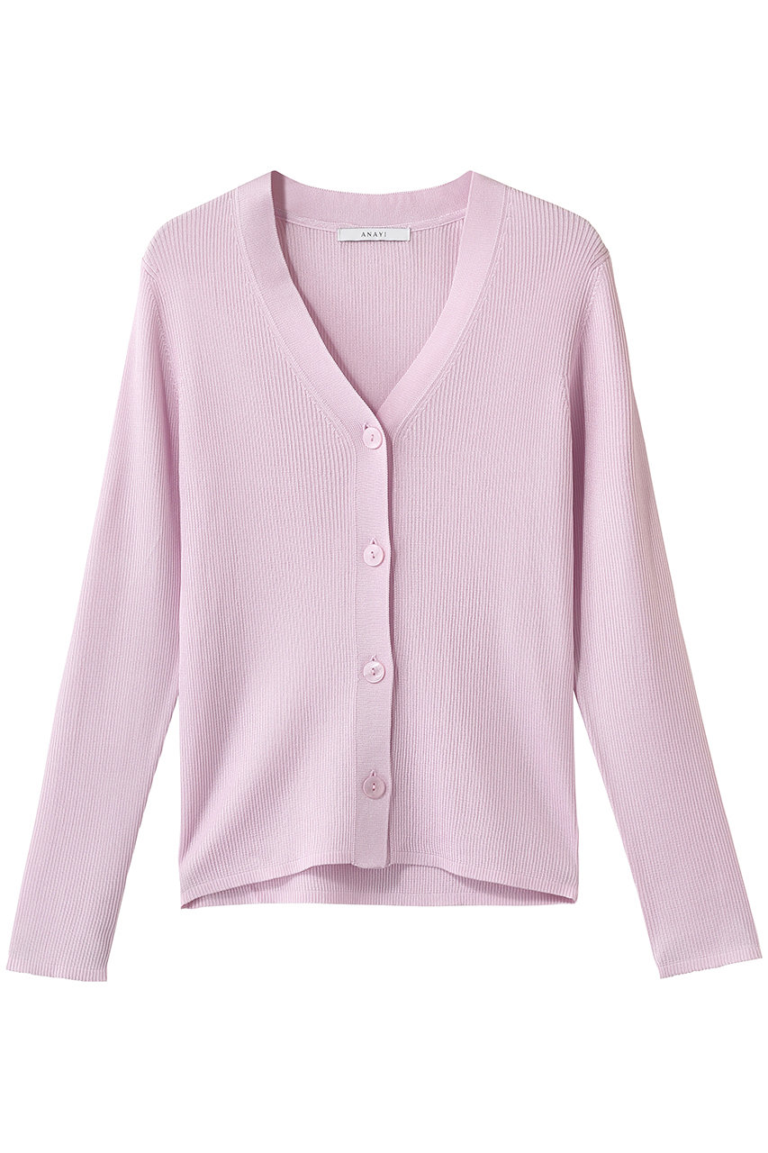 アナイ/ANAYIのアセテートポリエステルVカーディガン(パープル/10261816190-95-380)