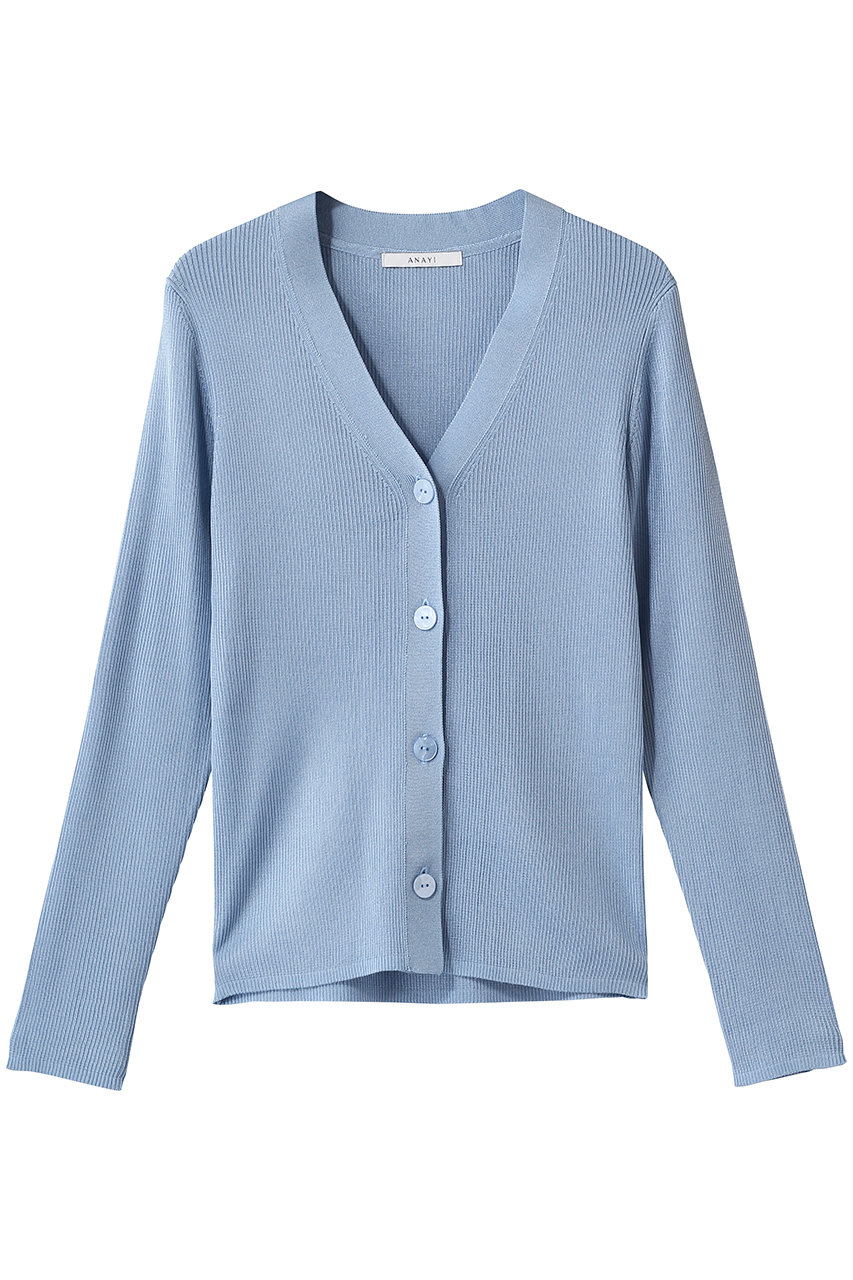 アナイ/ANAYIのアセテートポリエステルVカーディガン(ブルー/10261816190-95-380)