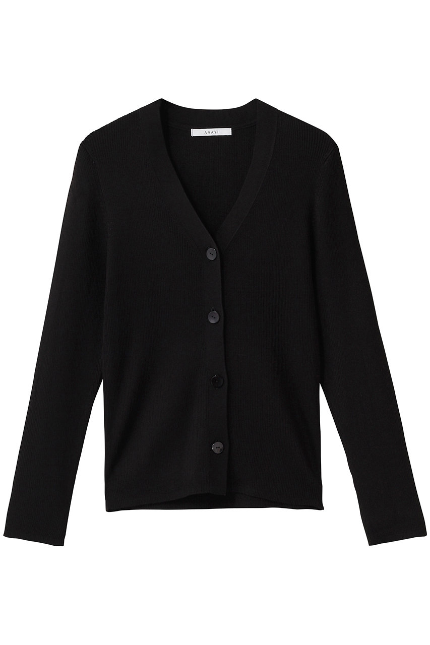 アナイ/ANAYIのアセテートポリエステルVカーディガン(ブラック/10261816190-95-380)