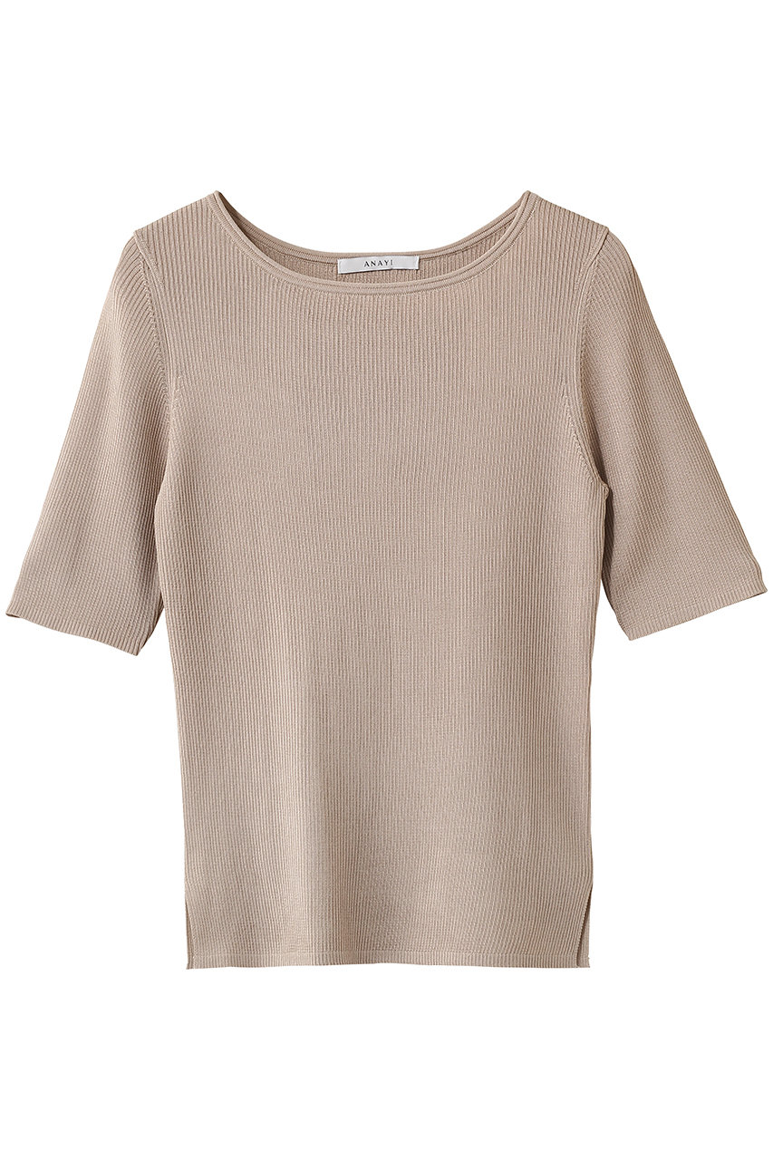 アナイ/ANAYIのアセテートポリエステル半袖プルオーバー(ベージュ/10261816200-53-380)