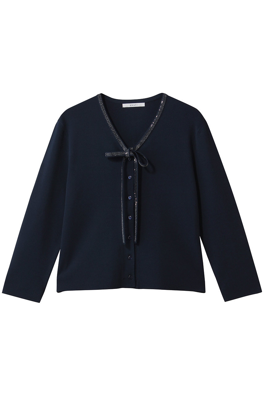 アナイ/ANAYIのステップビジューカーディガン(ネイビー/10261816840-65-380)