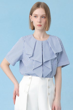 アナイ/ANAYIのコットンポリブロードラッフルブラウス(110400/110403)