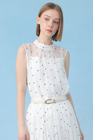 アナイ/ANAYIのオーガンジードットPTリボンブラウス(110400/110403)