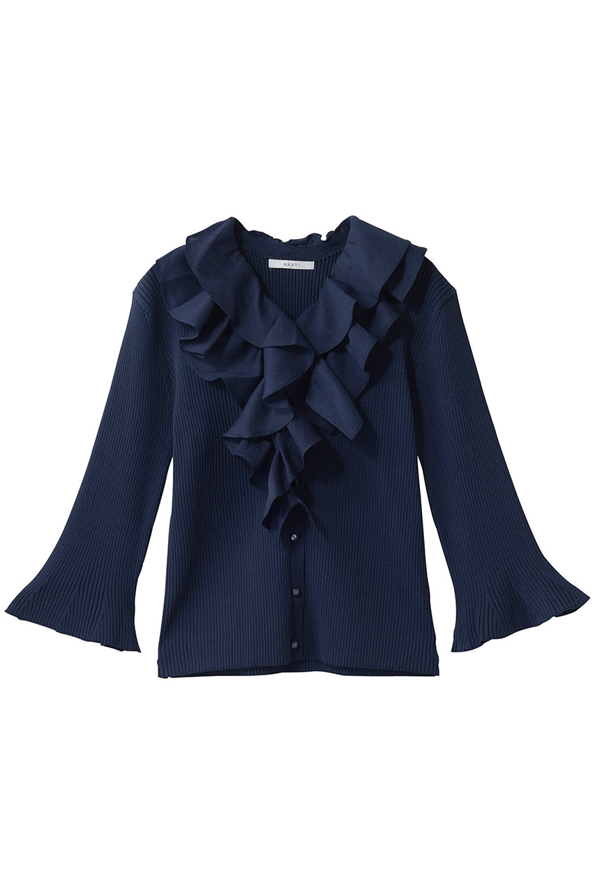 ルーシュ付カーディガン