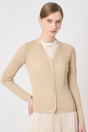 アナイ/ANAYIのラメリブVネックカーディガン(110300/110303)